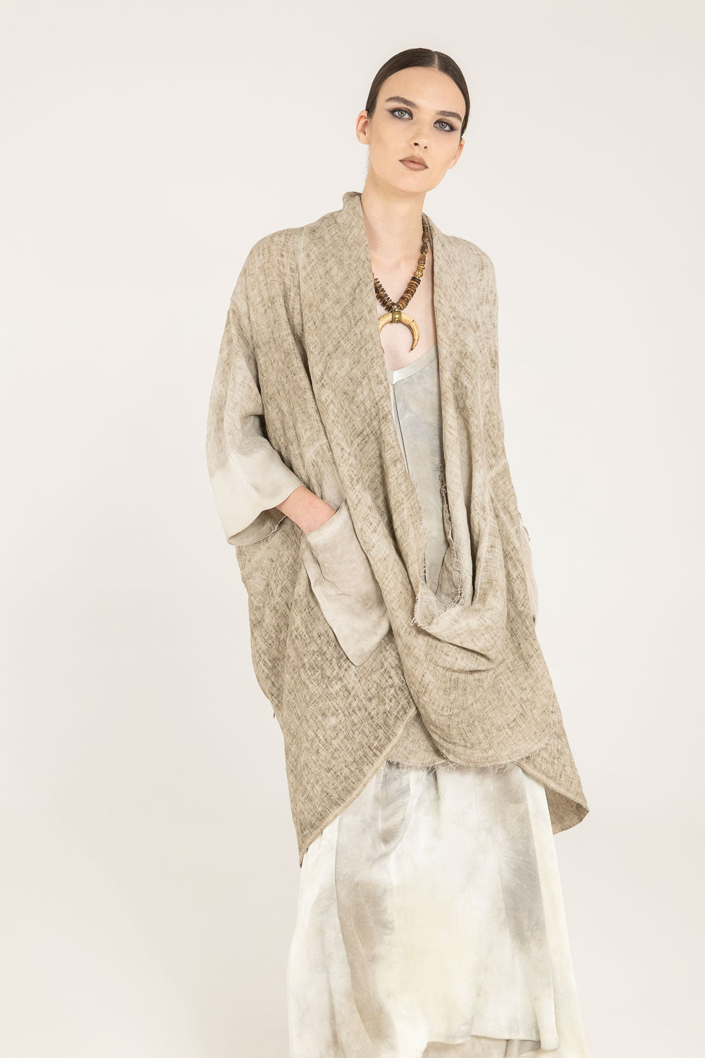 Sand Shell Maxi Knitwear Poncho