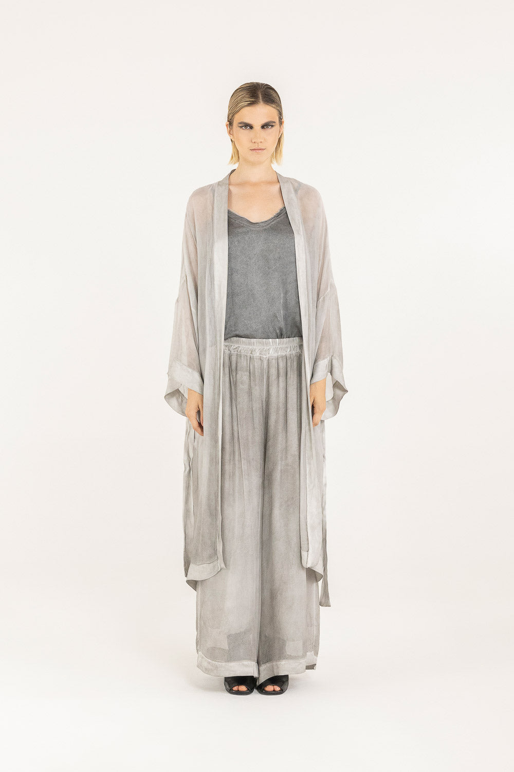 Silver Pearl Kimono Duster
