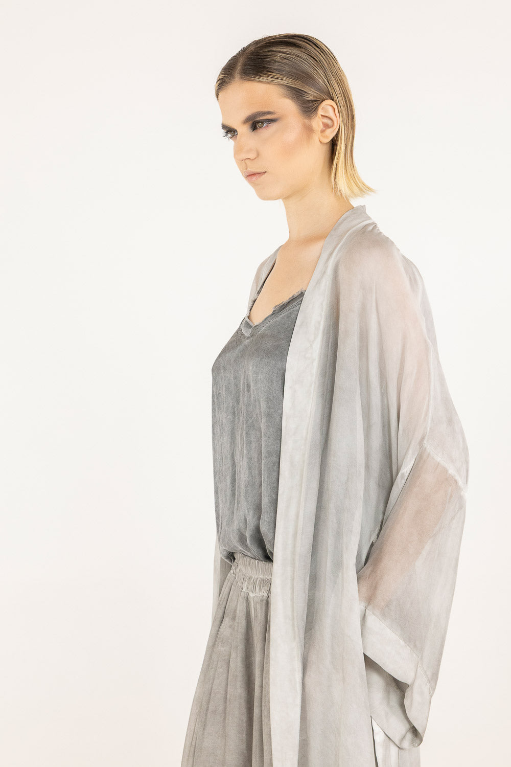 Silver Pearl Kimono Duster