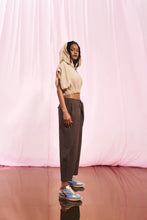 Load image into Gallery viewer, Light Brown Hooded Crop Vest
