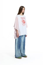 Load image into Gallery viewer, White Pink Front Printed Wide Fit Batwing Sleeve T
