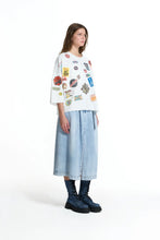 Load image into Gallery viewer, White Patch Detail Oversize Half Sleeve Sweatshirt
