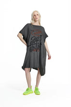 Load image into Gallery viewer, Black Washed Graphic Expression Oversized T-shirt Dress
