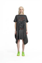 Load image into Gallery viewer, Black Washed Graphic Expression Oversized T-shirt Dress
