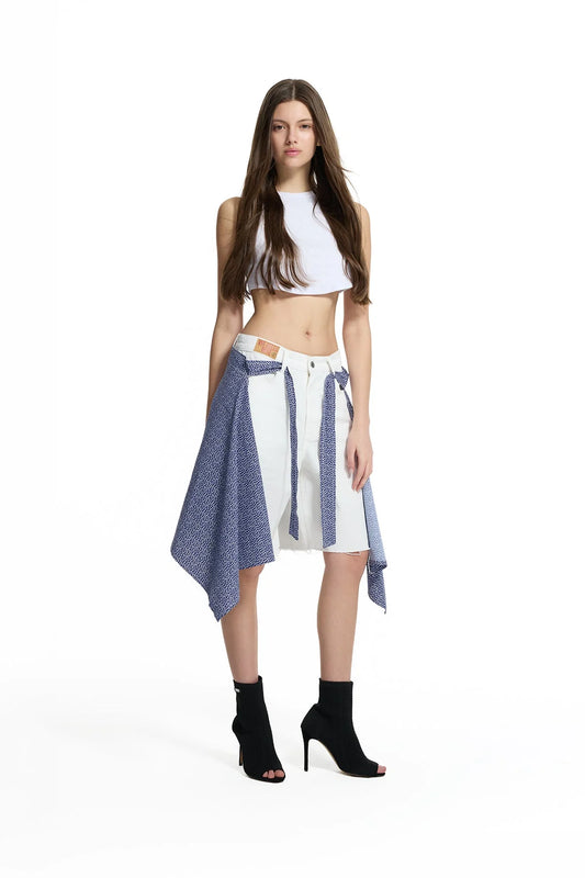 White Layered Pareo Shorts
