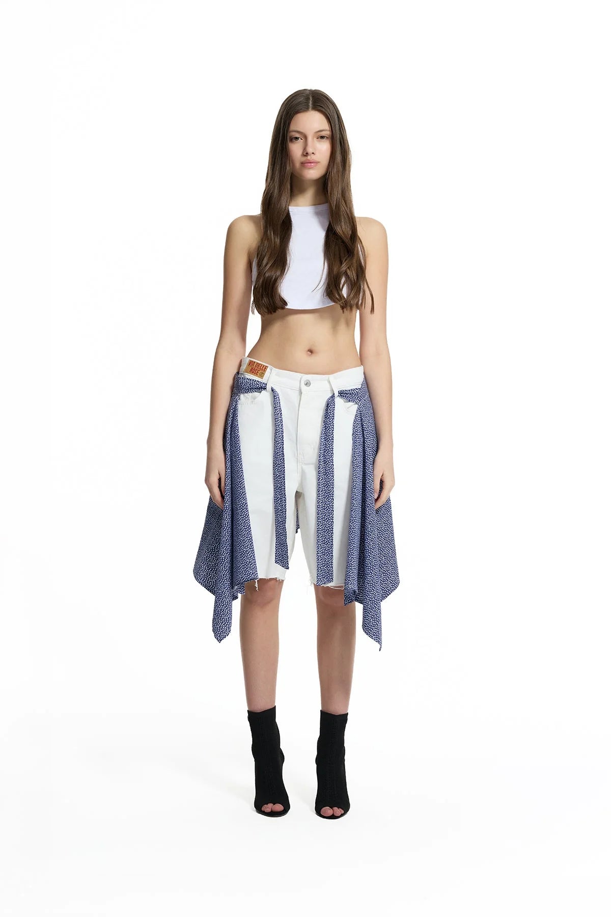 White Layered Pareo Shorts
