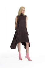 Load image into Gallery viewer, Brown Draped Asymmetric Dress
