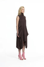 Load image into Gallery viewer, Brown Draped Asymmetric Dress
