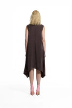 Load image into Gallery viewer, Brown Draped Asymmetric Dress
