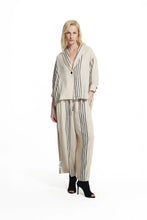 Load image into Gallery viewer, Beige Black Striped Linen Shirt Jacket
