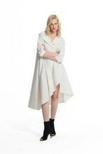 Load image into Gallery viewer, Cream Striped Asymmetric Midi Dress
