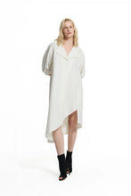 Load image into Gallery viewer, Cream Striped Asymmetric Midi Dress
