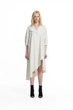 Load image into Gallery viewer, Cream Striped Asymmetric Midi Dress
