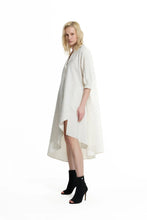 Load image into Gallery viewer, Cream Striped Asymmetric Midi Dress
