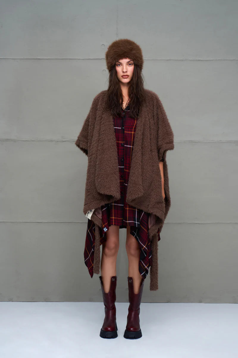 Brown Faux Fur Oversize Cardigan