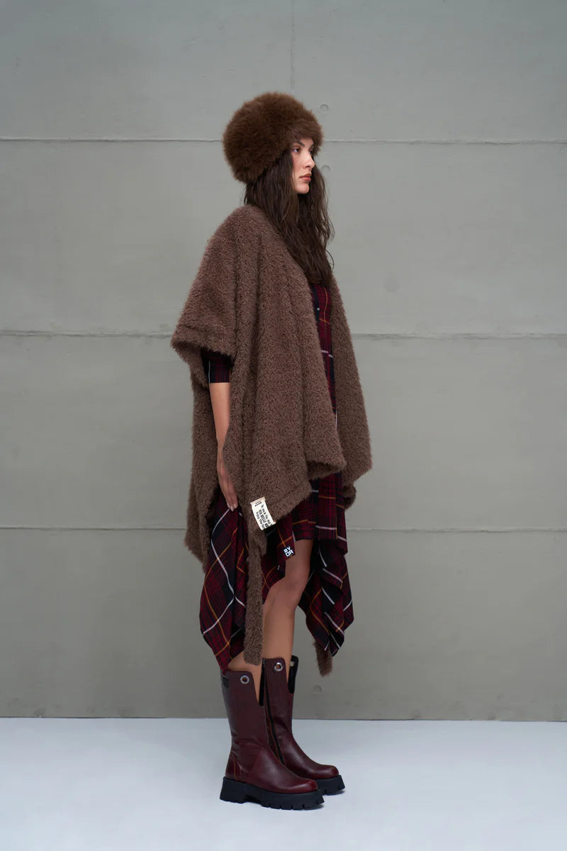 Brown Faux Fur Oversize Cardigan