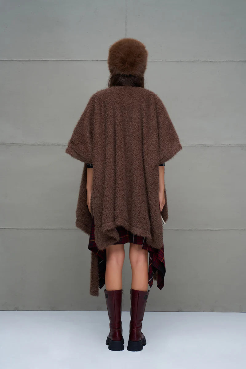 Brown Faux Fur Oversize Cardigan