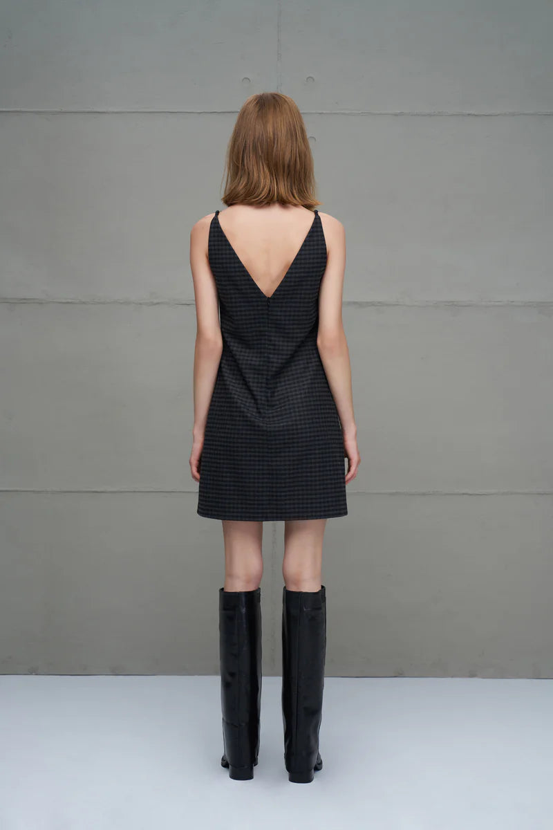 Black Lace Detail Short Dress