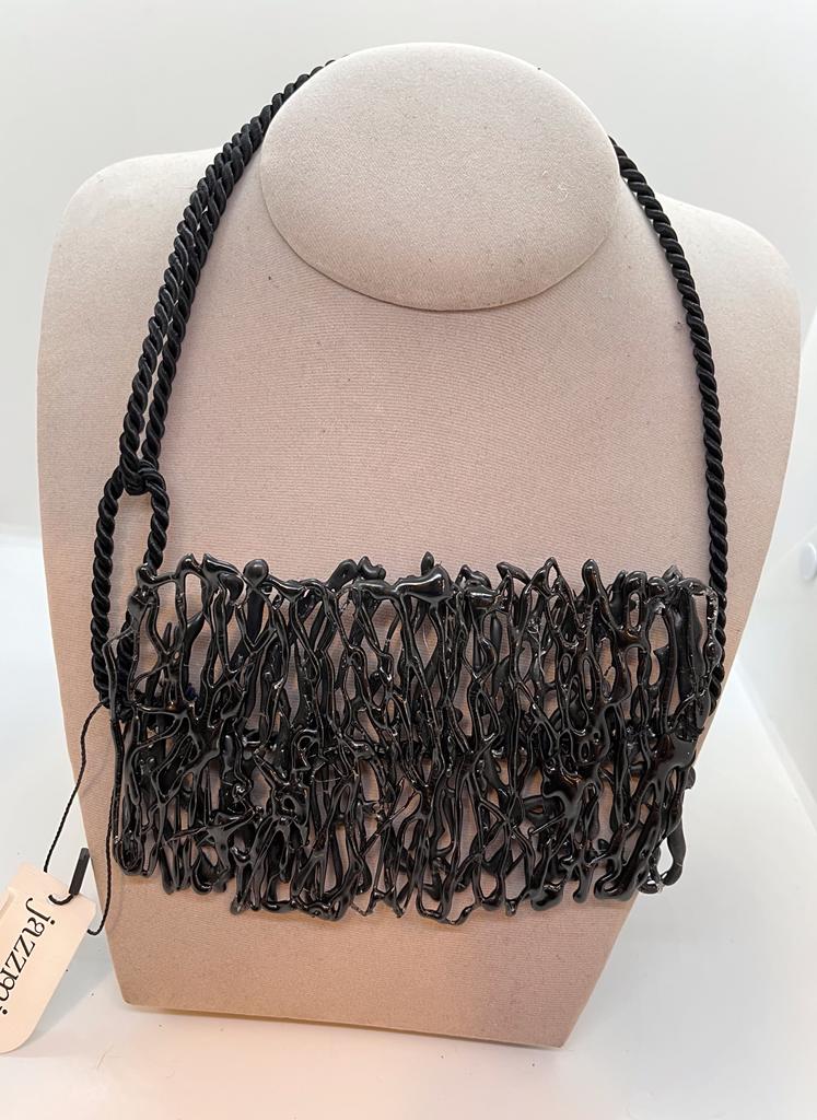 Big Black Crochet Necklace