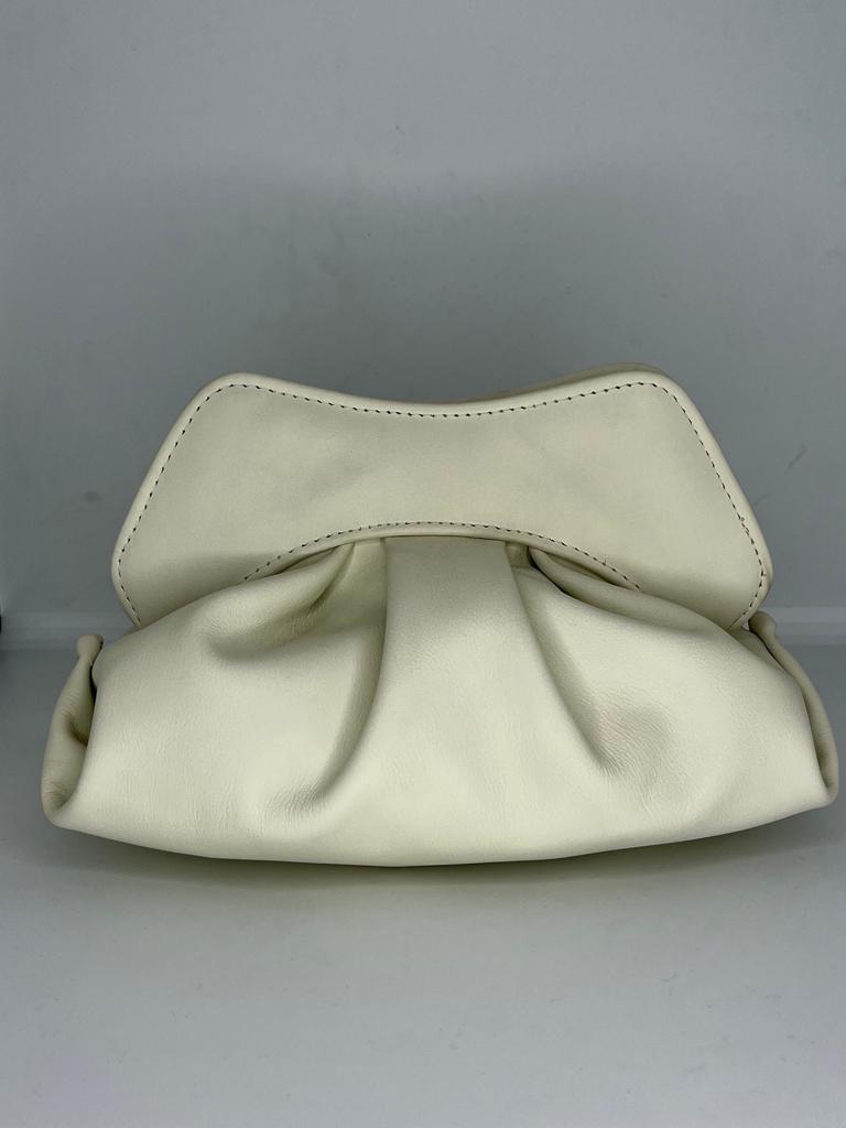 White Leather Fluffy Clutch