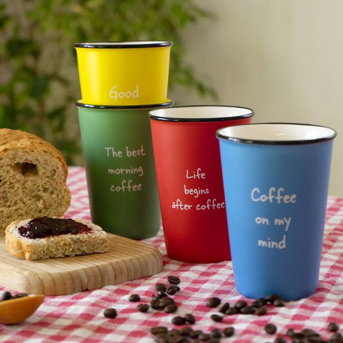 Set of 4 colored mugs 350 ml