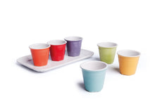 Load image into Gallery viewer, Pack of 6 colored coffee cups with tray
