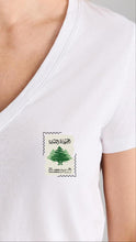 Load image into Gallery viewer, Lebanon One Size V-Neck White T-Shirt
