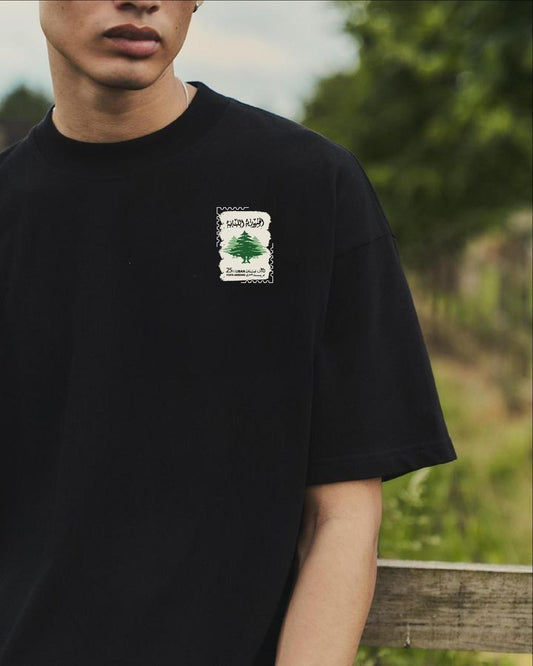Lebanon One Size Round Neck Black T-Shirt