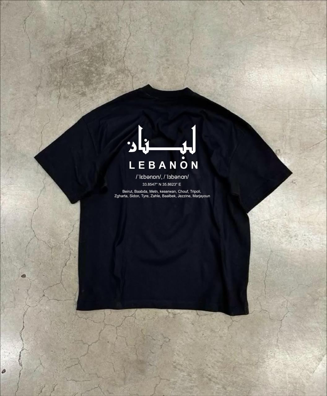 Lebanon One Size Round Neck Black T-Shirt