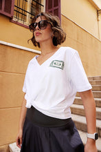 Load image into Gallery viewer, Beirut One Size V-Neck White T-Shirt
