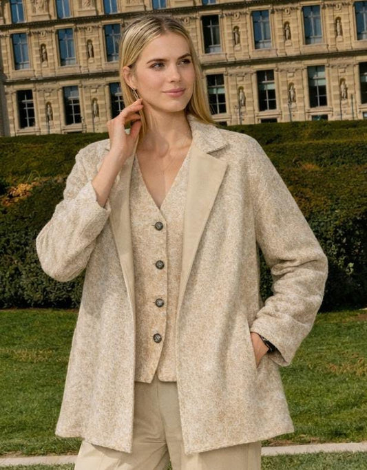 Beige Short Vest and Beige Jacket