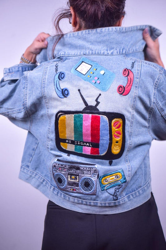 Denim Jacket Old Tv and Cassette