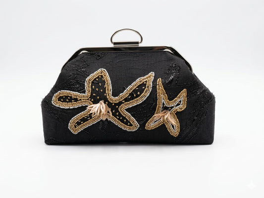 Black Clutch Star Embroidery