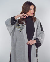 Load image into Gallery viewer, Grey and Black Abaya with Arabic Calligraphy
