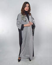 Load image into Gallery viewer, Grey and Black Abaya with Arabic Calligraphy
