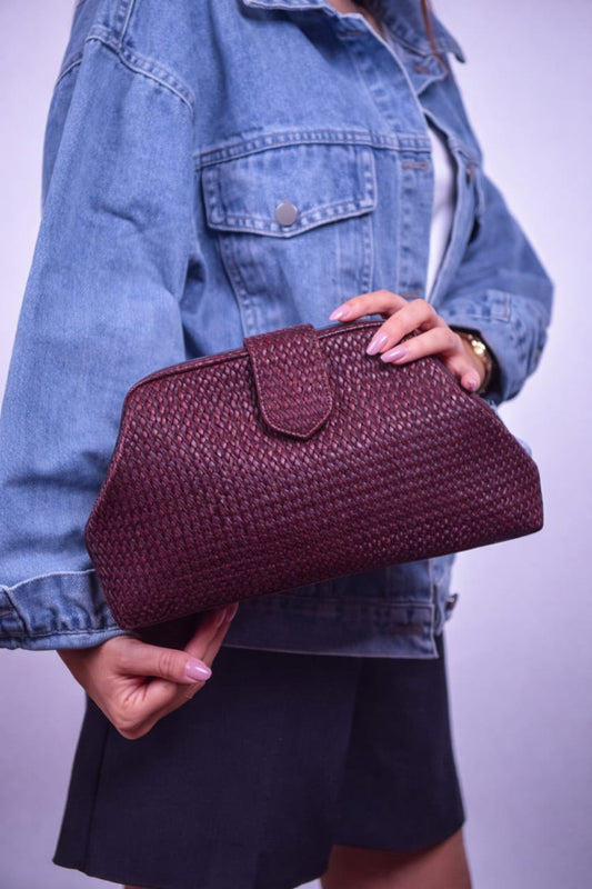 Bordeaux Leather Intertwined Clutch