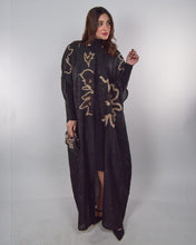 Load image into Gallery viewer, Black Abaya with Silver and Bronze Embroidery

