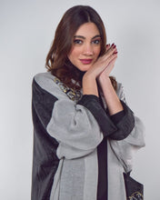 Load image into Gallery viewer, Grey and Black Abaya with Arabic Calligraphy
