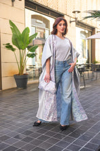Load image into Gallery viewer, Grey Abaya with Colored Calligraphy
