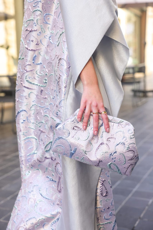 Grey Abaya with Colored Calligraphy