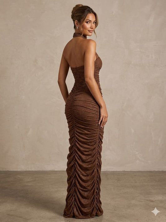 Gold Halter Neck Dress