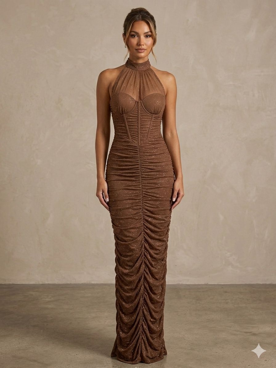 Gold Halter Neck Dress