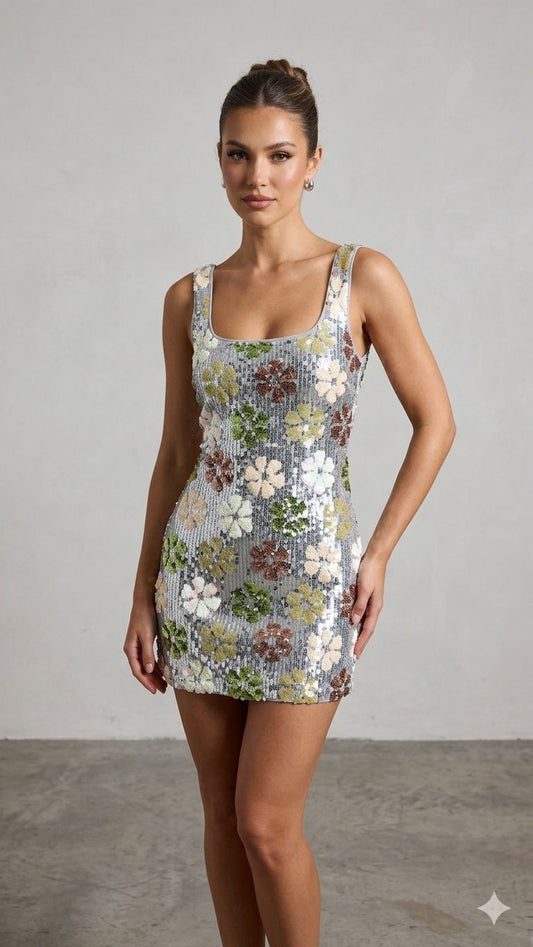 Silver Flowery Dress