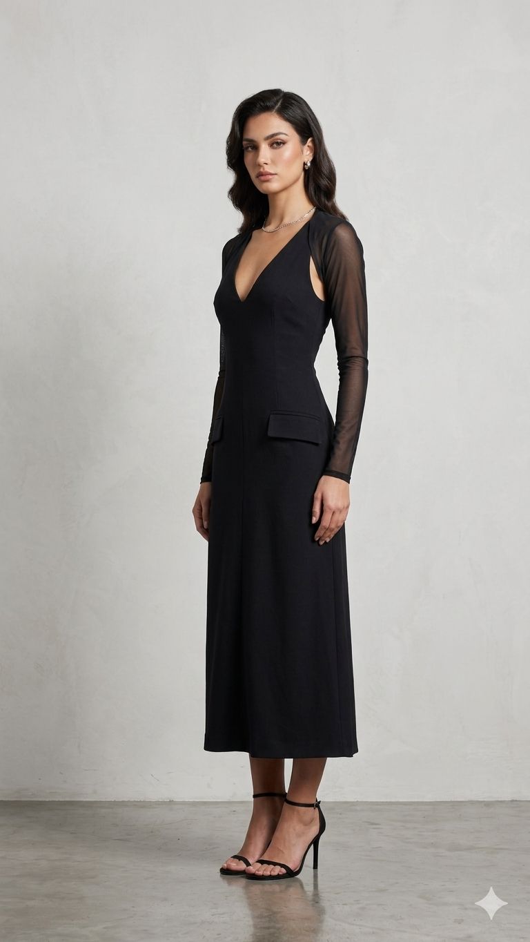 Casual Black V Neck