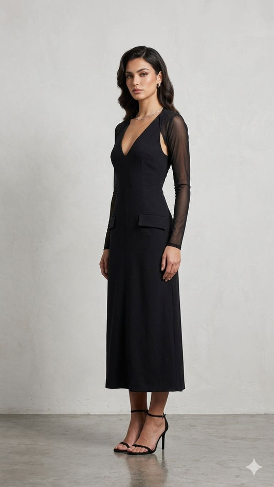 Casual Black V Neck