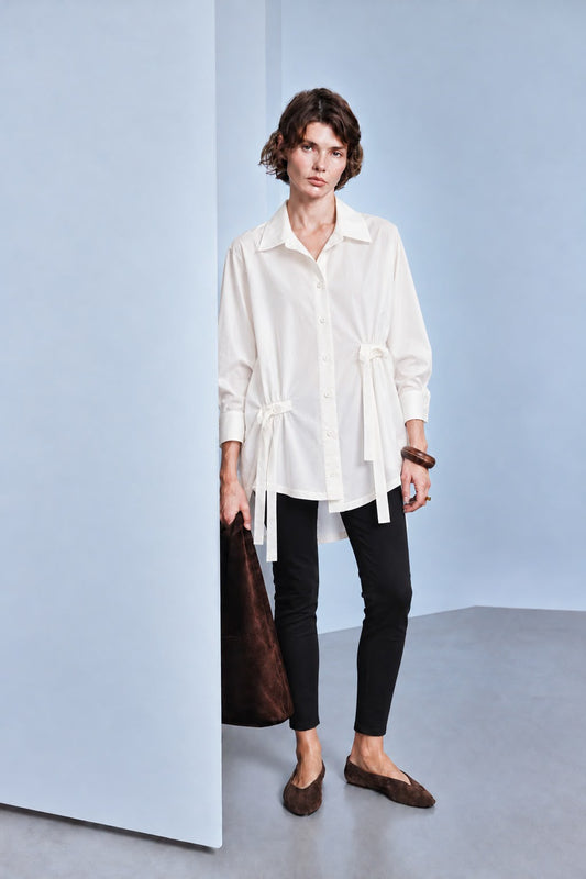 White button-front shirt