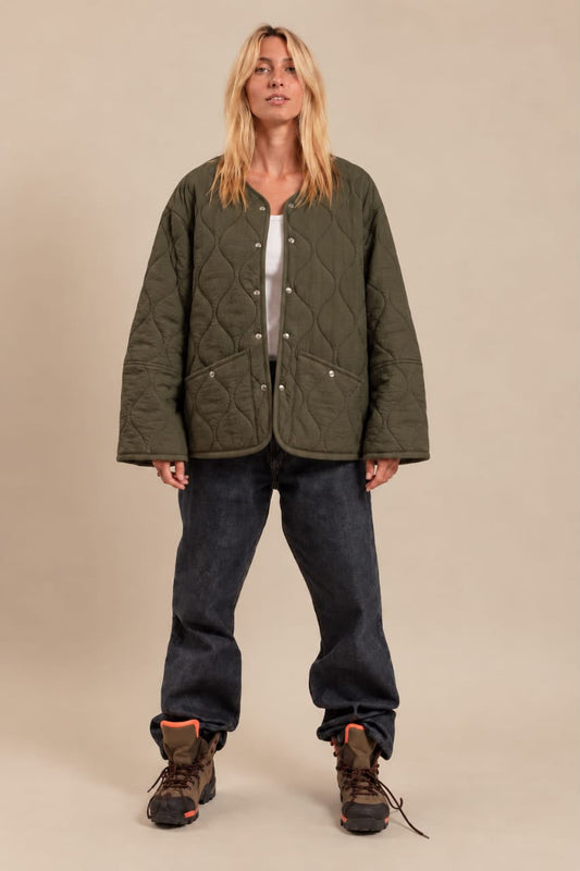 Olive green quilted jacket