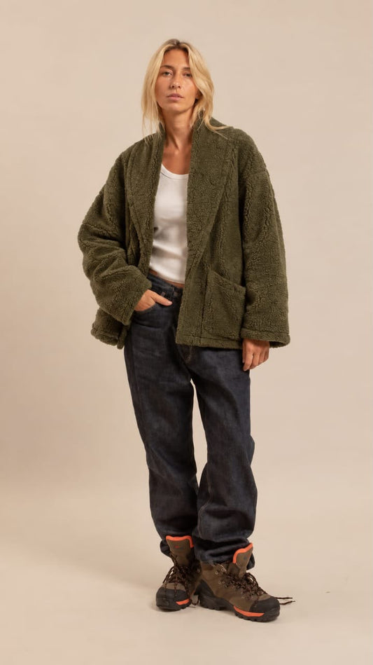 Olive teddy jacket