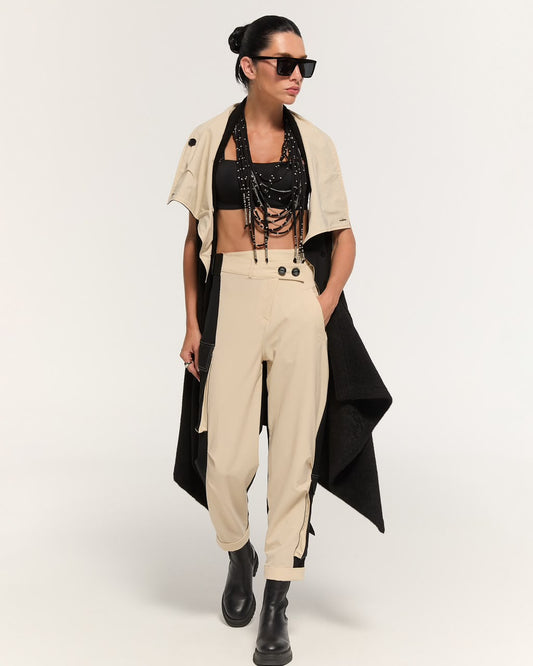 Black and beige vest and trouser set