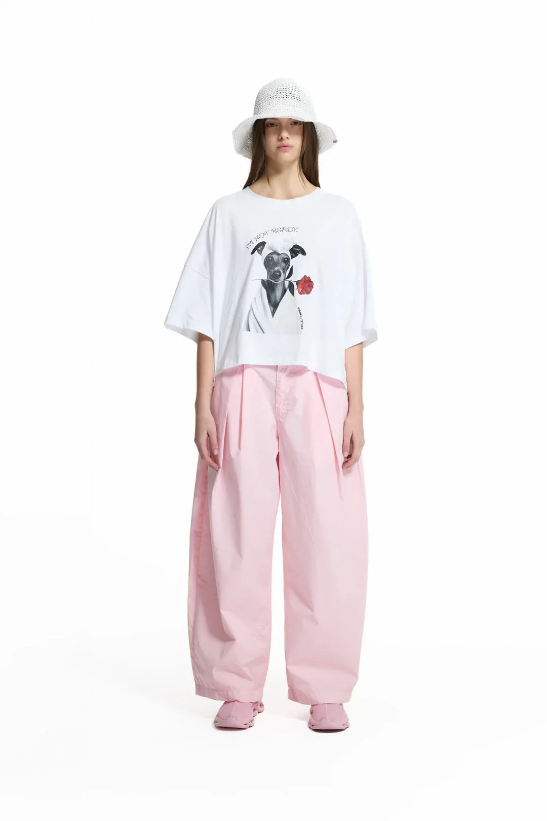 White Graphic Print Crop T-shirt